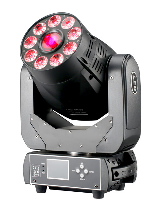 RGBWA UV 6IN1 1x75W and 9x12W  LED Spot Wash Moving Head Light 
