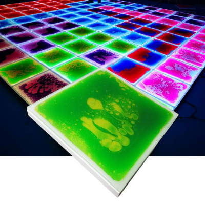 RGB Bright Colors Light Up Pressure Sensitive Interactive Tiles Liquid Sensory Flooring Gel Encased Kids led 3d dance floor