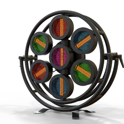  Eyes 7x60w Round Retro Stage Light Switch P1 Blinder COB RGB Audio Disco Stage DJ Strobe LED Light